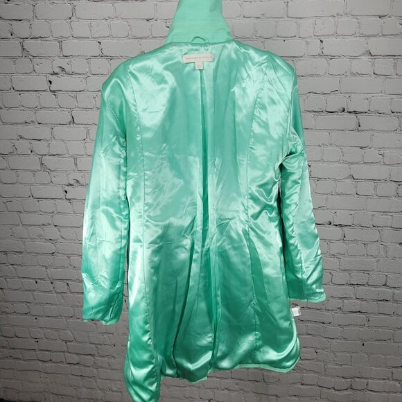 New York & Company Green Belted Double Breasted Trench Pea Coat Jacket Large L - Picture 12 of 16